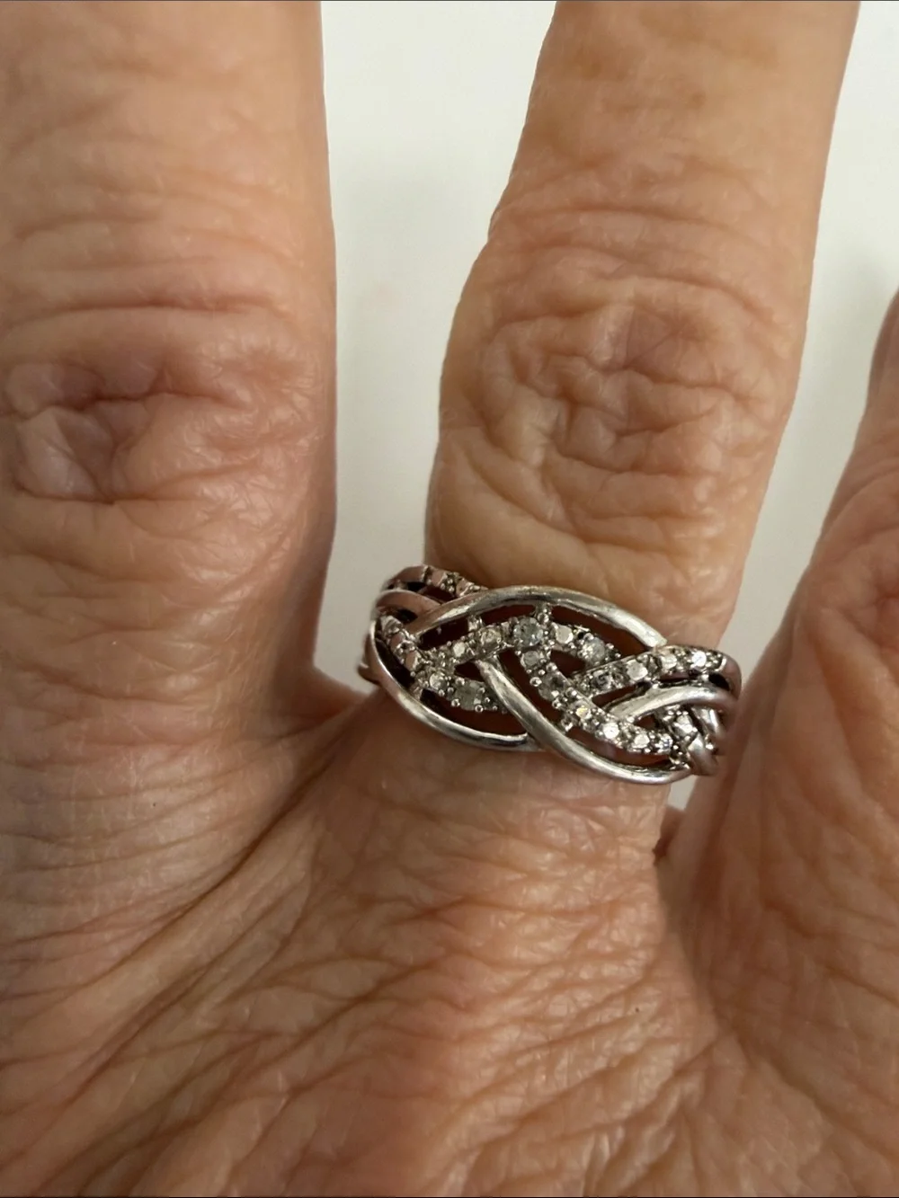 Sterling Silver and Diamond Ring size 8